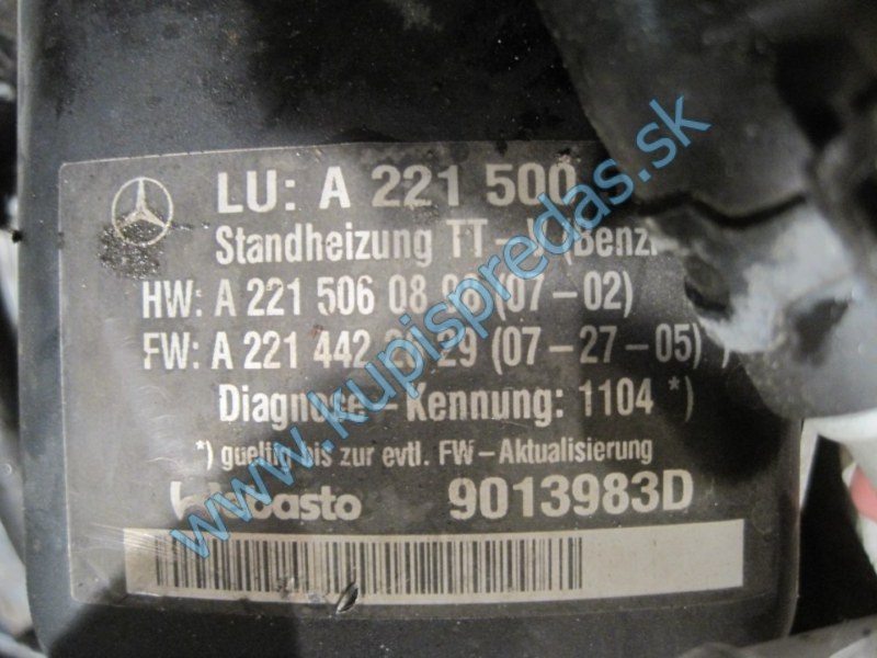 Nezávislé kúrenie Webasto MERCEDES W221 S500i